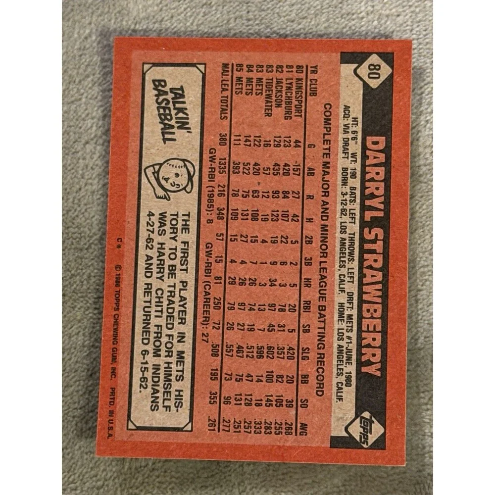 1986 Topps - Darryl Strawberry #80